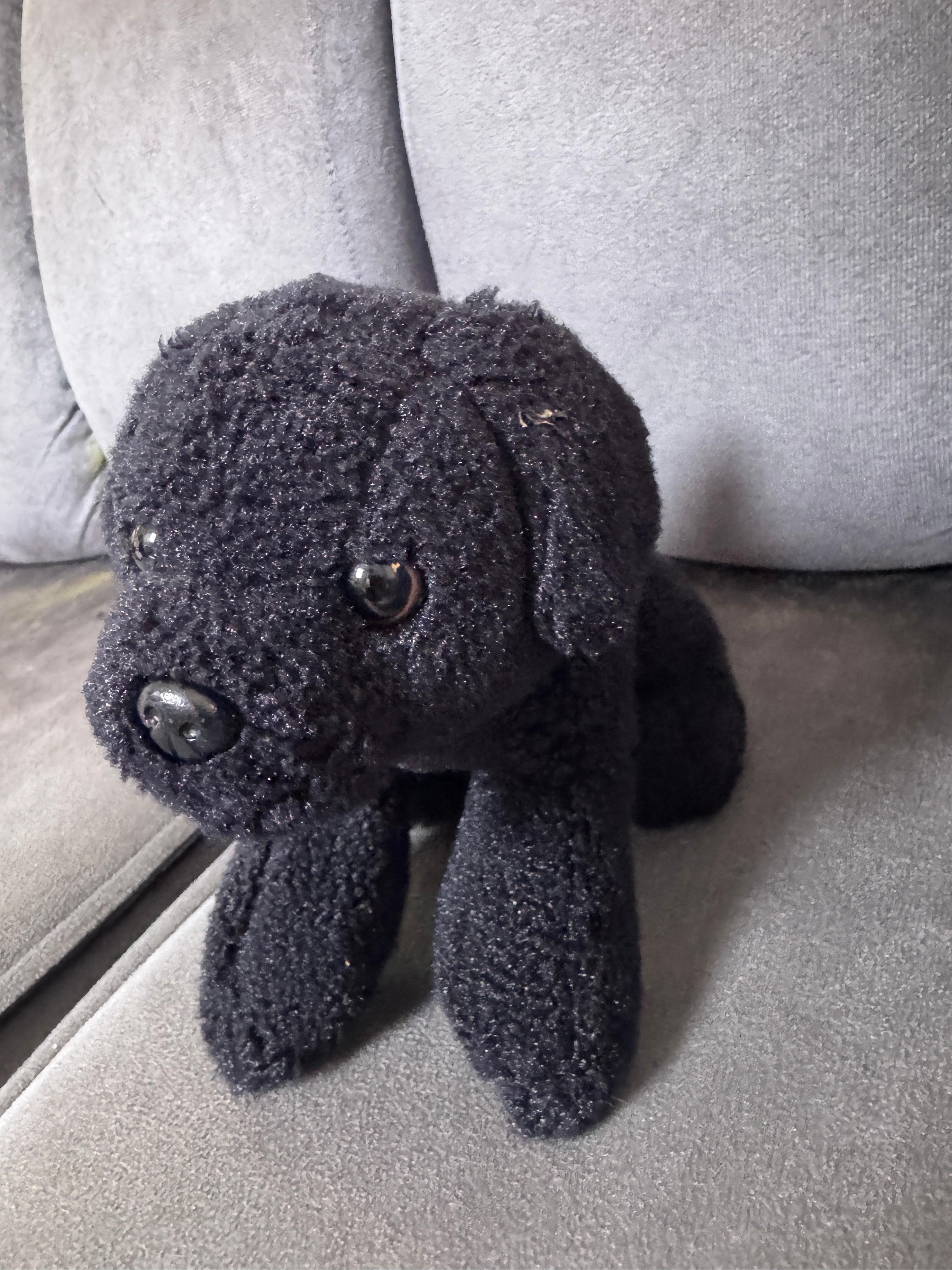 Chien Peluche Noire aux Grandes Oreilles